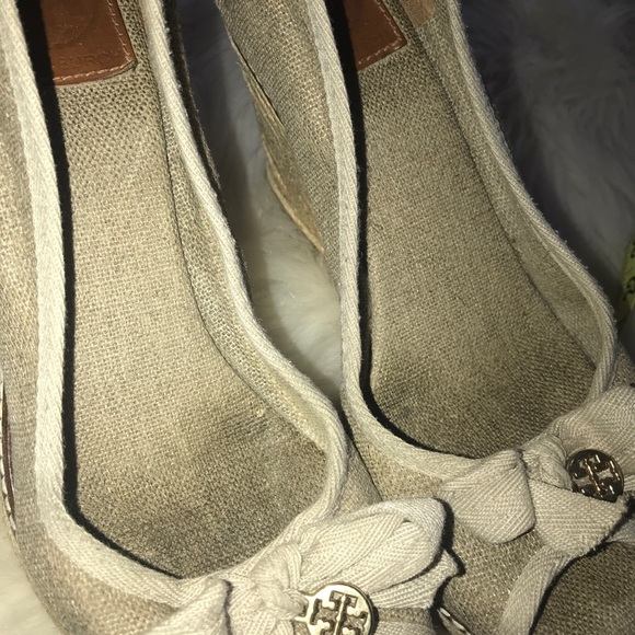 Tory Burch peep toe wedge espadrille heels size 8 - Picture 7 of 8